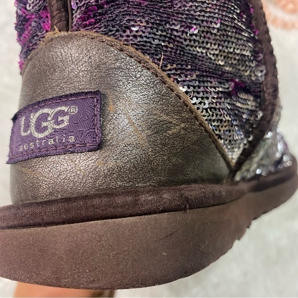 Ugg Australia fuschia pink silver reversible sequin boots size 8 - Picture 8 of 12